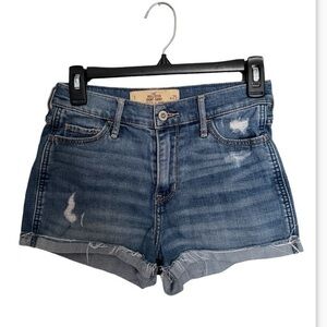 HOLLISTER Woman's high rise rolled 2" denim jeans shorts size 25